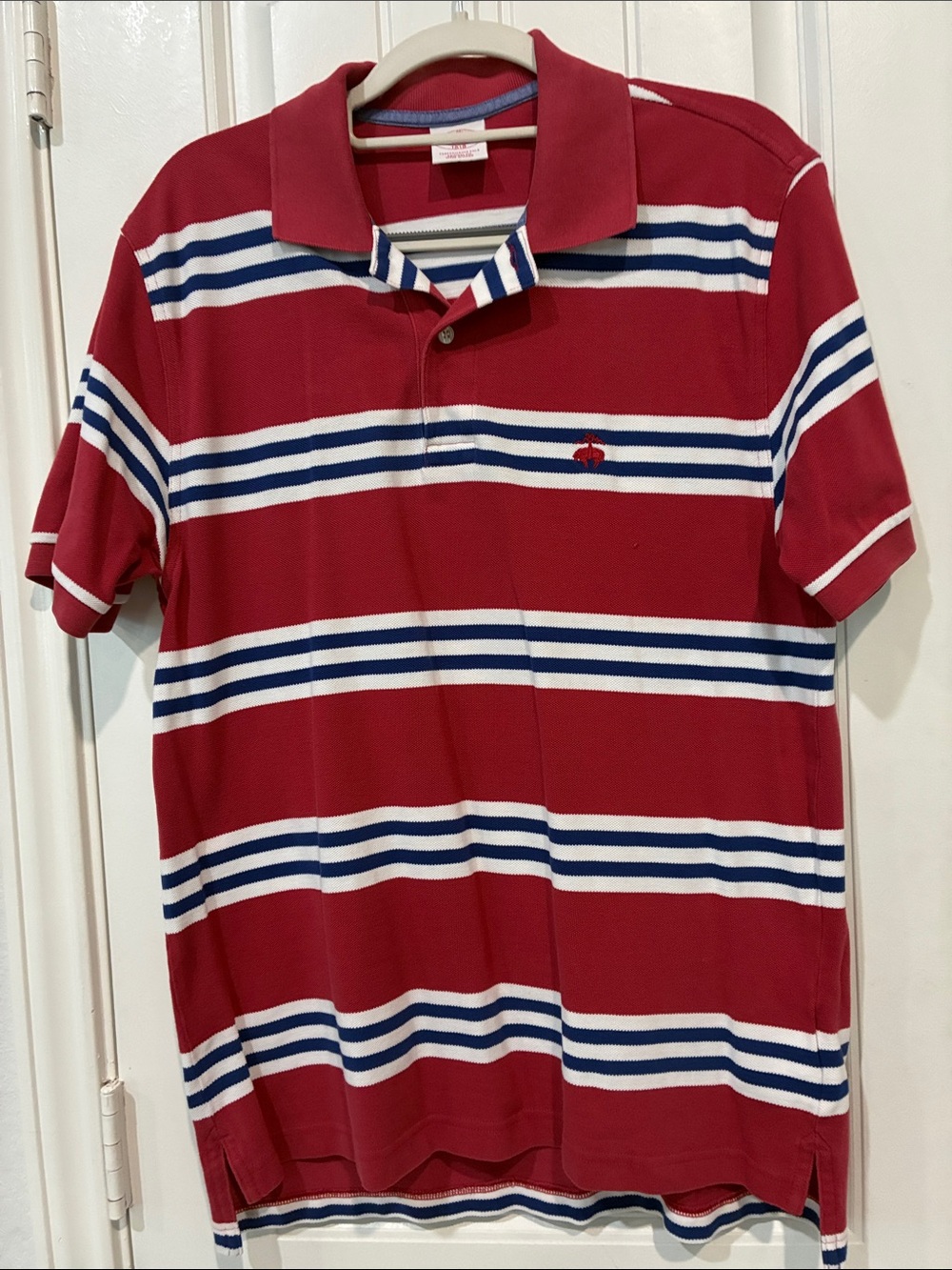 Brooks Brothers Red, Navy & White Striped Polo